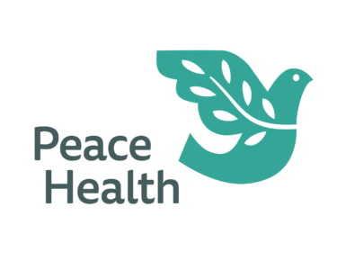 A green dove serves as the logo for Washington nonprofit Peace Health hospital system